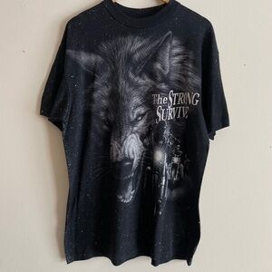 Vintage 3D Emblem T Shirt Wolf Motorcycle Biker Graphics Single Stitch